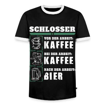 Mon quotidien en tant que serrurier - T-shirt contrasté Homme - noir/blanc - Devant - AI Model Female 172 light (172cm) & AI Model Male 178 light (178cm)