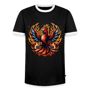 Phoenix - Men's Ringer Shirt - black/white - Front - AI Model Female 172 light (172cm) & AI Model Male 178 light (178cm)