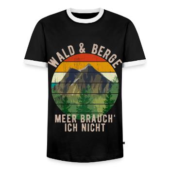 Wald Berge Wandern Spaziergang Wälder Berg - Männer Kontrast-T-Shirt - Schwarz/Weiß - Vorne - AI Model Female 172 light (172cm) & AI Model Male 178 light (178cm)