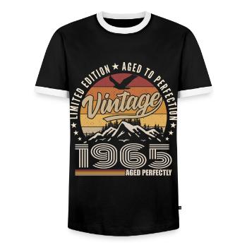 1965 Geschenk 60 Jahre 1965 Jahrgang 1965 - Männer Kontrast-T-Shirt - Schwarz/Weiß - Vorne - AI Model Female 172 light (172cm) & AI Model Male 178 light (178cm)
