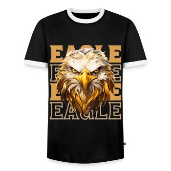 Eagle Head Gold Bird of Prey Bird Animal Nature - Men's Ringer Shirt - black/white - Front - AI Model Female 172 light (172cm) & AI Model Male 178 light (178cm)