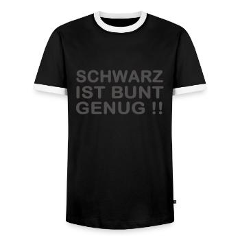 Schwarz ist bunt genug - Männer Kontrast-T-Shirt - Schwarz/Weiß - Vorne - AI Model Female 172 light (172cm) & AI Model Male 178 light (178cm)