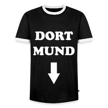 DORT MUND - Männer Kontrast-T-Shirt - Schwarz/Weiß - Vorne - AI Model Female 172 light (172cm) & AI Model Male 178 light (178cm)