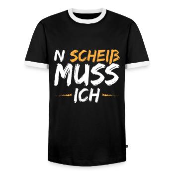 N Scheiss muss ich - Männer Kontrast-T-Shirt - Schwarz/Weiß - Vorne - AI Model Female 172 light (172cm) & AI Model Male 178 light (178cm)