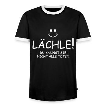 Lächle - Du kannst sie nicht alle töten - Männer Kontrast-T-Shirt - Schwarz/Weiß - Vorne - AI Model Female 172 light (172cm) & AI Model Male 178 light (178cm)