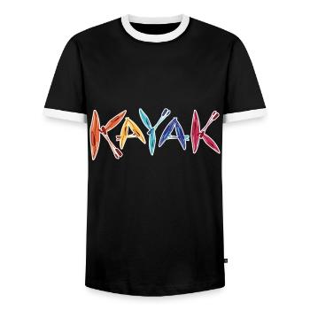 Kayaks & Paddles Kayaking Kayaker Gift - Men's Ringer Shirt - black/white - Front - AI Model Female 172 light (172cm) & AI Model Male 178 light (178cm)