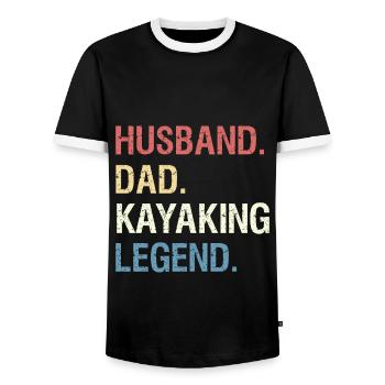 Husband Dad Kayaking Legend | Kayak Gift - Men's Ringer Shirt - black/white - Front - AI Model Female 172 light (172cm) & AI Model Male 178 light (178cm)