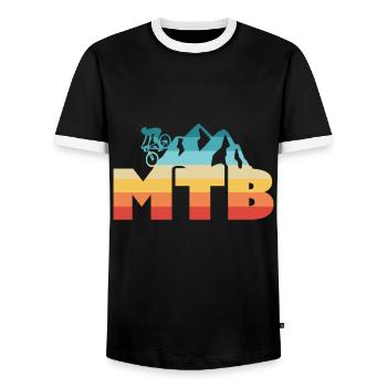 Retro MTB Vintage Mountainbike Geschenk - Männer Kontrast-T-Shirt - Schwarz/Weiß - Vorne - AI Model Female 172 light (172cm) & AI Model Male 178 light (178cm)