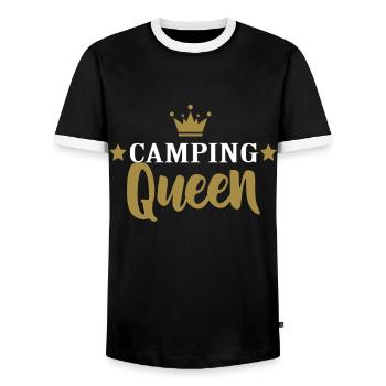 Cadeau de look partenaire Camper Camping Queen - T-shirt contrasté Homme - noir/blanc - Devant - AI Model Female 172 light (172cm) & AI Model Male 178 light (178cm)