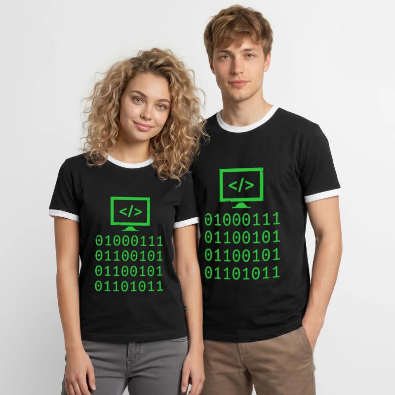 Programming Binary Code Coding Gift Men's Ringer Shirt