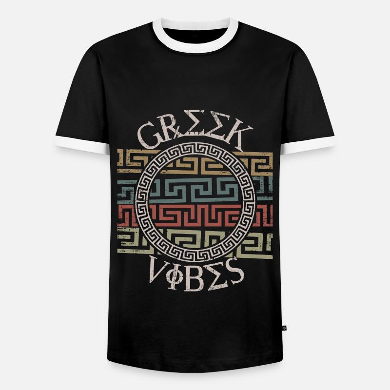 Greek pattern, Greece - Men's Ringer Shirt - black/white