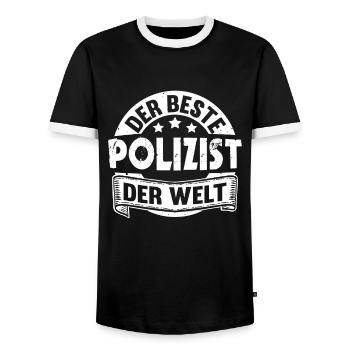 Bester Polizist der Welt Beamter Lustig Polizei - Männer Kontrast-T-Shirt - Schwarz/Weiß - Vorne - AI Model Female 172 light (172cm) & AI Model Male 178 light (178cm)