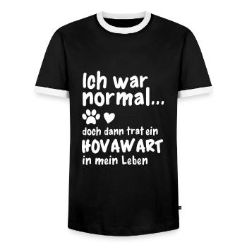 Hovawart Hund Hundehalter Pfote Lustige Hunde - Männer Kontrast-T-Shirt - Schwarz/Weiß - Vorne - AI Model Female 172 light (172cm) & AI Model Male 178 light (178cm)
