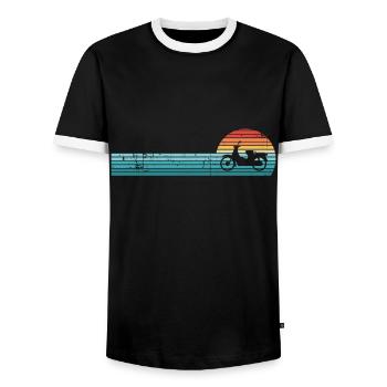 Vintage Moped Retro Sunset Cadeau - T-shirt contrasté Homme - noir/blanc - Devant - AI Model Female 172 light (172cm) & AI Model Male 178 light (178cm)