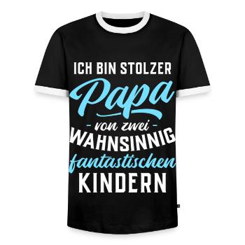 Ich bin stolzer Papa von 2 fantastischen Kindern - Männer Kontrast-T-Shirt - Schwarz/Weiß - Vorne - AI Model Female 172 light (172cm) & AI Model Male 178 light (178cm)