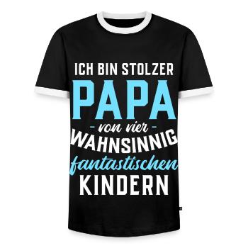 Ich bin stolzer Papa von 4 fantastischen Kindern - Männer Kontrast-T-Shirt - Schwarz/Weiß - Vorne - AI Model Female 172 light (172cm) & AI Model Male 178 light (178cm)