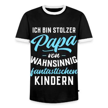 Ich bin stolzer Papa von fantastischen Kindern - Männer Kontrast-T-Shirt - Schwarz/Weiß - Vorne - AI Model Female 172 light (172cm) & AI Model Male 178 light (178cm)