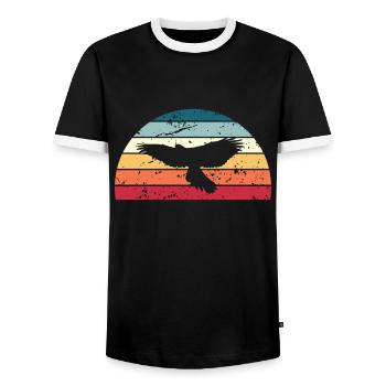 Retro Falknerei Sonnenuntergang Vintage Vogel Sonnenaufgang - Männer Kontrast-T-Shirt - Schwarz/Weiß - Vorne - AI Model Female 172 light (172cm) & AI Model Male 178 light (178cm)