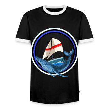 Poisson mammifère marin Baleine Poisson Yacht Bateau Maritime - T-shirt contrasté Homme - noir/blanc - Devant - AI Model Female 172 light (172cm) & AI Model Male 178 light (178cm)