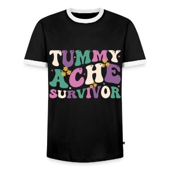 Tummy Ache Survivor Vintage - Men's Ringer Shirt - black/white - Front - AI Model Female 172 light (172cm) & AI Model Male 178 light (178cm)