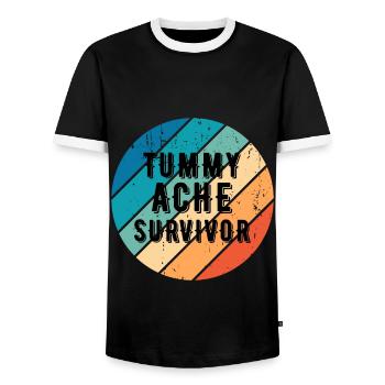 Tummy Ache Survivor Vintage Sunset - Men's Ringer Shirt - black/white - Front - AI Model Female 172 light (172cm) & AI Model Male 178 light (178cm)