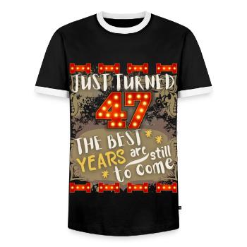 47. Geburtstag 47 Jahre alt Vintage-Design, Spruch - Männer Kontrast-T-Shirt - Schwarz/Weiß - Vorne - AI Model Female 172 light (172cm) & AI Model Male 178 light (178cm)
