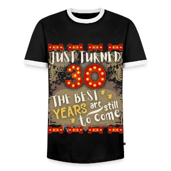 30. Geburtstag 30 Jahre alt Vintage-Design, Spruch - Männer Kontrast-T-Shirt - Schwarz/Weiß - Vorne - AI Model Female 172 light (172cm) & AI Model Male 178 light (178cm)