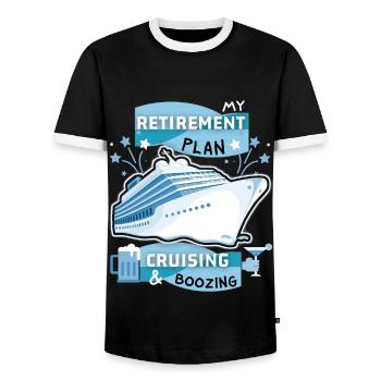 Kreuzfahrt, lustiger Spruch Rentner-Pläne, Rentner - Männer Kontrast-T-Shirt - Schwarz/Weiß - Vorne - AI Model Female 172 light (172cm) & AI Model Male 178 light (178cm)