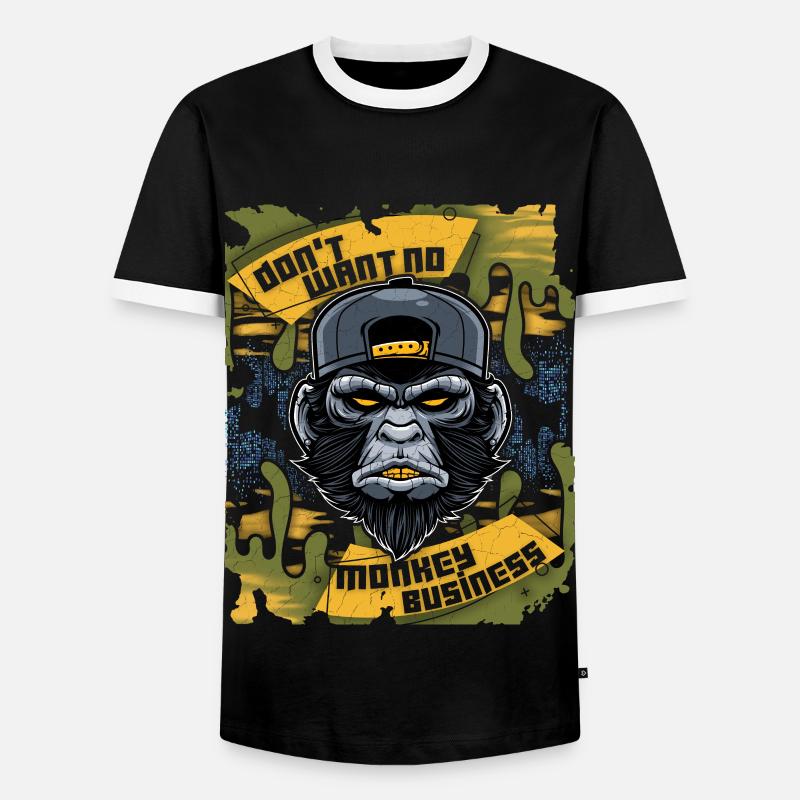 Affe, Monkey-Affe, lustiger Spruch Monkey-Business - Männer Kontrast-T-Shirt - Schwarz/Weiß