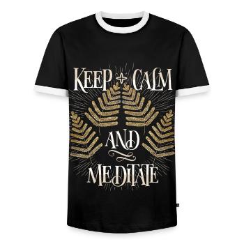 Méditation, méditation, calme, dicton drôle - T-shirt contrasté Homme - noir/blanc - Devant - AI Model Female 172 light (172cm) & AI Model Male 178 light (178cm)