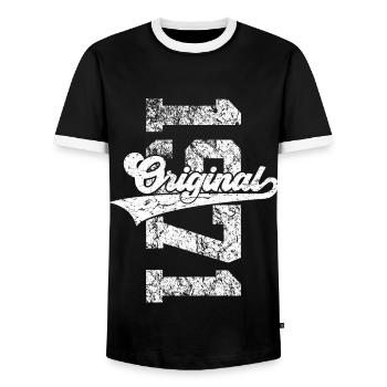55TH BIRTHDAY ORIGINAL 1971 - Men's Ringer Shirt - black/white - Front - AI Model Female 172 light (172cm) & AI Model Male 178 light (178cm)