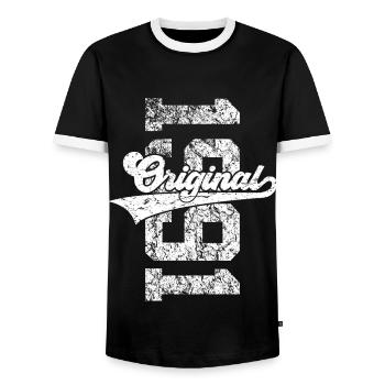 35TH BIRTHDAY ORIGINAL 1991 - Men's Ringer Shirt - black/white - Front - AI Model Female 172 light (172cm) & AI Model Male 178 light (178cm)