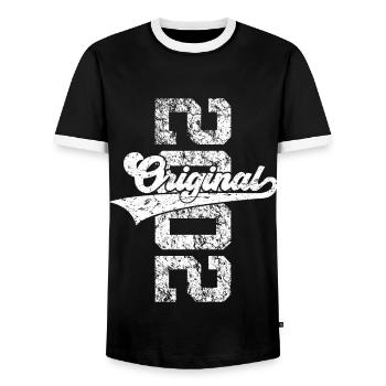 24TH BIRTHDAY ORIGINAL 2002 - Men's Ringer Shirt - black/white - Front - AI Model Female 172 light (172cm) & AI Model Male 178 light (178cm)
