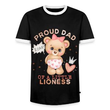 Dad-Daddy, Dad-Daddy, Lion-Dad Baby-Girl Saying - Men's Ringer Shirt - black/white - Front - AI Model Female 172 light (172cm) & AI Model Male 178 light (178cm)