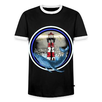 Mammifères marins Poissons Baleine Phare Mer Côte Ahoy - T-shirt contrasté Homme - noir/blanc - Devant - AI Model Female 172 light (172cm) & AI Model Male 178 light (178cm)