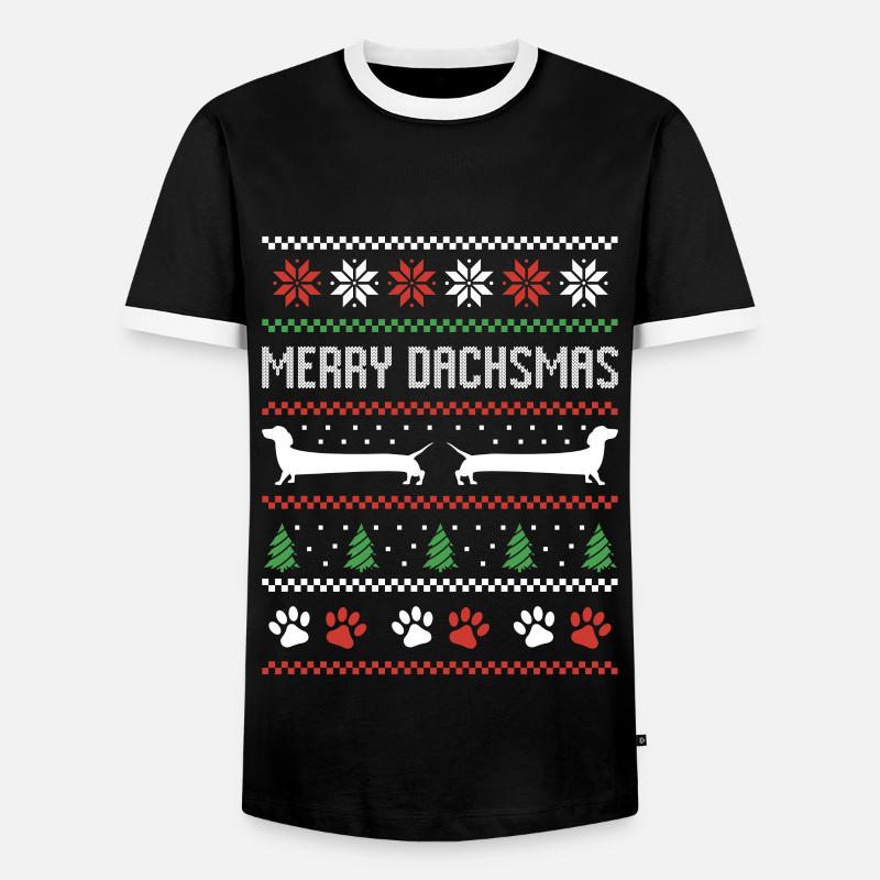 Dackel Wurst Hund Hässlicher Weihnachtspullover - Männer Kontrast-T-Shirt - Schwarz/Weiß