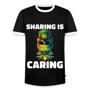 Sharing is Caring Swinging Swinger Upside Down - Men's Ringer Shirt - black/white - Front - AI Model Female 172 light (172cm) & AI Model Male 178 light (178cm)