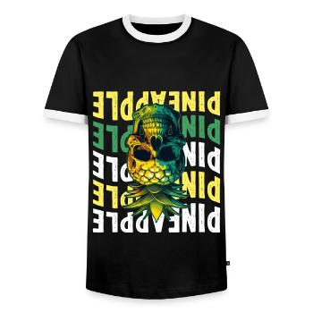 Upside Down Pineapple - Men's Ringer Shirt - black/white - Front - AI Model Female 172 light (172cm) & AI Model Male 178 light (178cm)