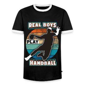 Handball Joueur De Handball, Dicton Sportif, Arc-en-ciel - T-shirt contrasté Homme - noir/blanc - Devant - AI Model Female 172 light (172cm) & AI Model Male 178 light (178cm)