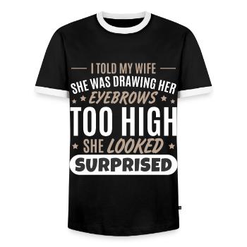 Ehefrau Ehemann Witz Männer Lustig - Männer Kontrast-T-Shirt - Schwarz/Weiß - Vorne - AI Model Female 172 light (172cm) & AI Model Male 178 light (178cm)