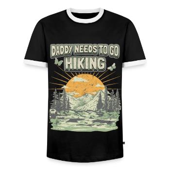 Daddy muss Wandern Spruch Vintage Berge Vater-Papa - Männer Kontrast-T-Shirt - Schwarz/Weiß - Vorne - AI Model Female 172 light (172cm) & AI Model Male 178 light (178cm)