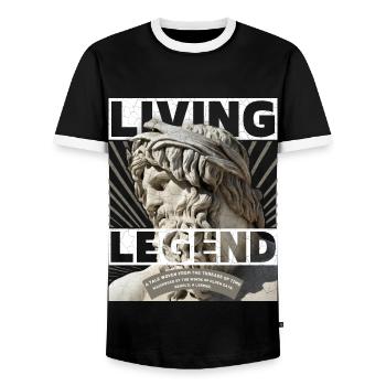 Greek God, Father's Day, Living Legend Saying - Men's Ringer Shirt - black/white - Front - AI Model Female 172 light (172cm) & AI Model Male 178 light (178cm)