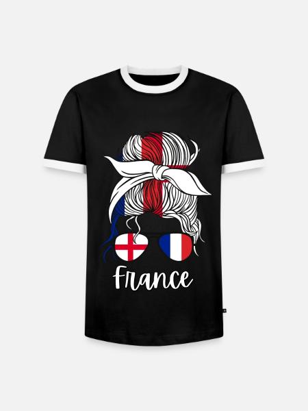 France Half English Half French Girl England Flag - Men's Ringer Shirt - black/white