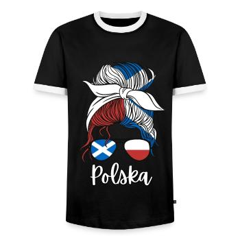Polska Halb Schottin Halb Polnisch Polen - Männer Kontrast-T-Shirt - Schwarz/Weiß - Vorne - AI Model Female 172 light (172cm) & AI Model Male 178 light (178cm)