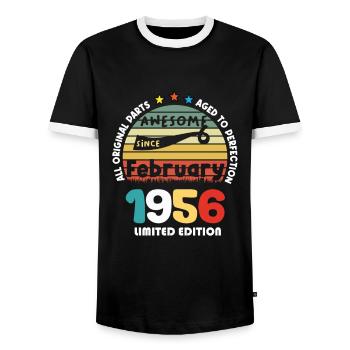 1956 Vintage Retro Jubiläum Limitierte Auflage - Männer Kontrast-T-Shirt - Schwarz/Weiß - Vorne - AI Model Female 172 light (172cm) & AI Model Male 178 light (178cm)
