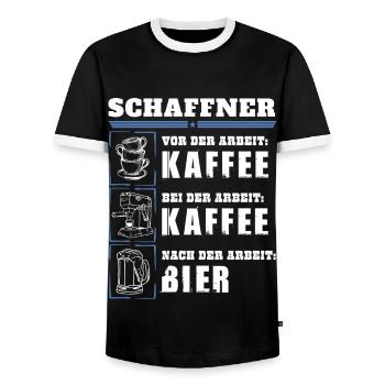 Mon quotidien de chef d’orchestre - T-shirt contrasté Homme - noir/blanc - Devant - AI Model Female 172 light (172cm) & AI Model Male 178 light (178cm)