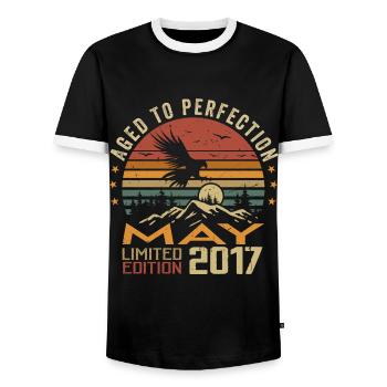 May 2017 Birthday May 2017 Gift 2017 May - Men's Ringer Shirt - black/white - Front - AI Model Female 172 light (172cm) & AI Model Male 178 light (178cm)
