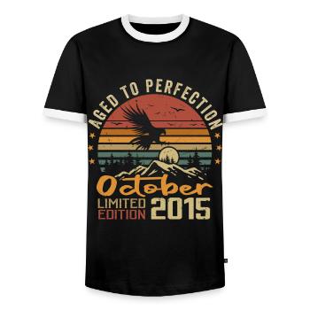 Vintage Octobre 2015 - Cadeau Rétro Octobre 2015 - T-shirt contrasté Homme - noir/blanc - Devant - AI Model Female 172 light (172cm) & AI Model Male 178 light (178cm)