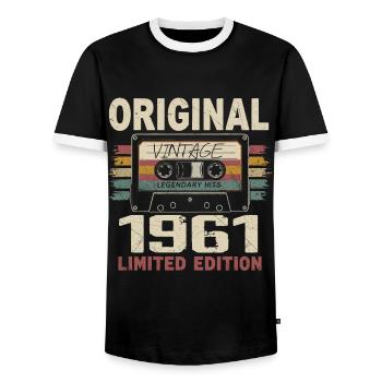 1961 cadeau anniversaire 1961 vintage 1961 rétro - T-shirt contrasté Homme - noir/blanc - Devant - AI Model Female 172 light (172cm) & AI Model Male 178 light (178cm)