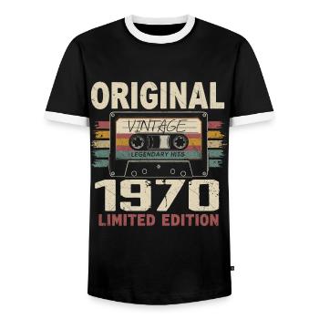 1970 cadeau anniversaire 1970 vintage 1970 rétro - T-shirt contrasté Homme - noir/blanc - Devant - AI Model Female 172 light (172cm) & AI Model Male 178 light (178cm)